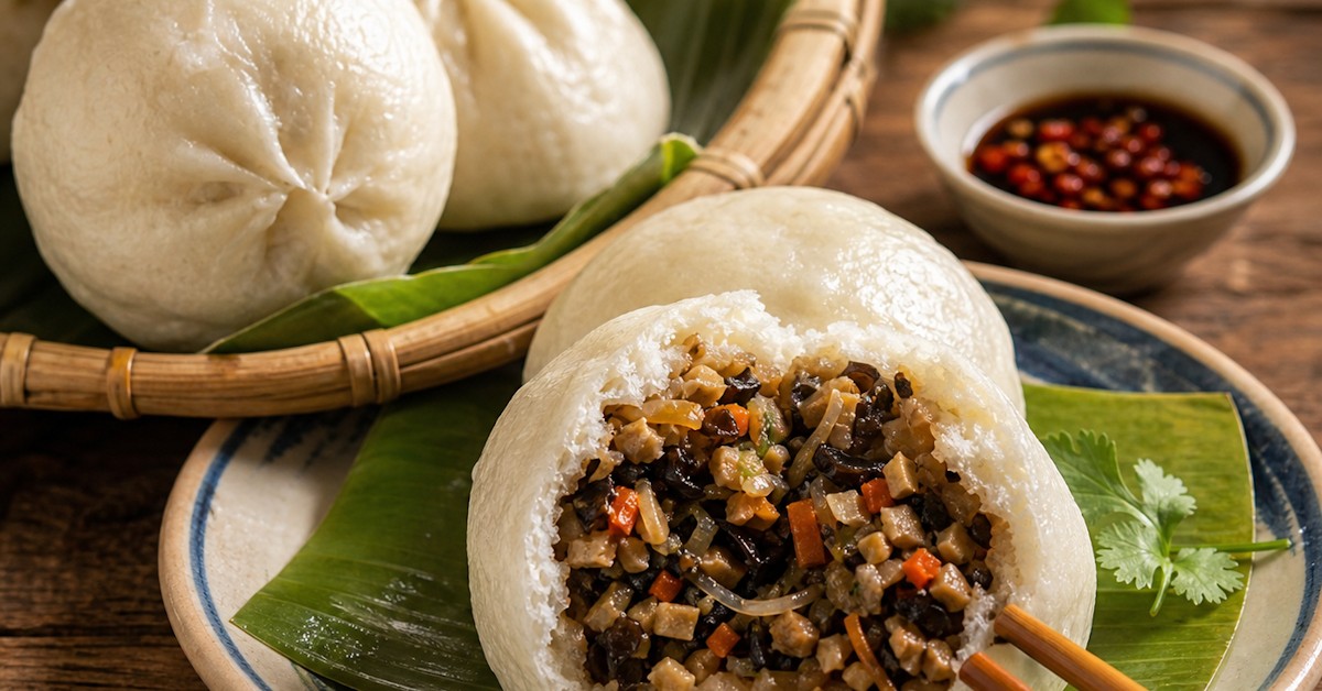 Bánh bao nhân thập cẩm chay Vinachay, vỏ mềm nhân đa vị, giao tận nhà