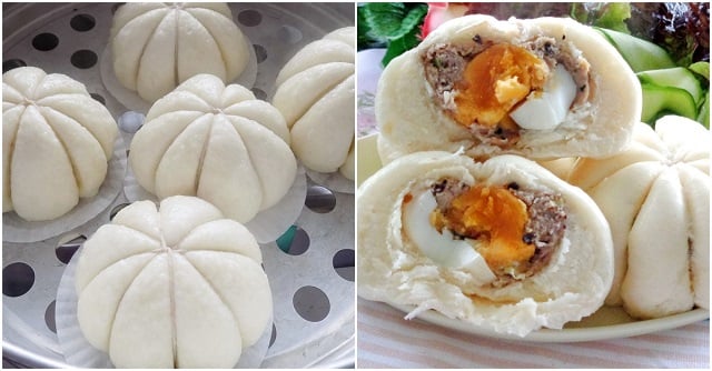 Bánh bao nhân thập cẩm chay: Công thức vỏ bông và nhân đa vị