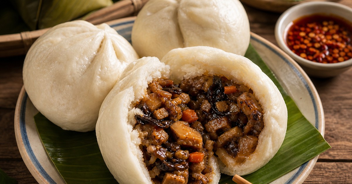 Bánh bao xá xíu chay Vinachay, nhân seitan đậm vị, vỏ mềm bông, giao tận nhà