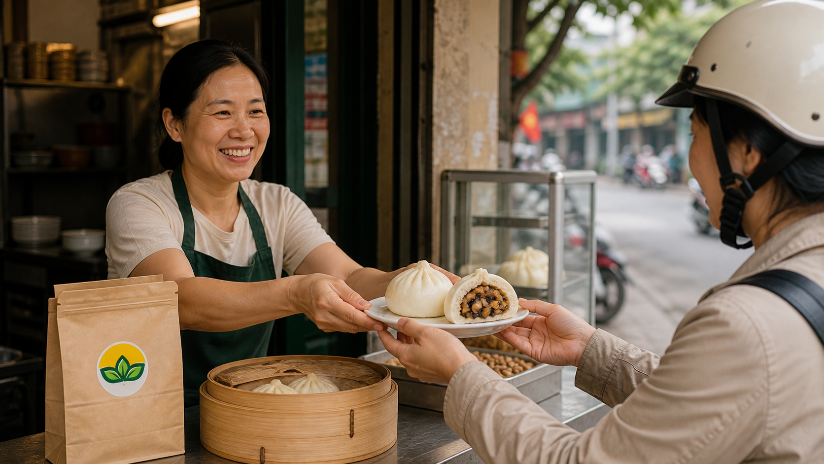 Cảnh nhận bánh bao chay trong nhịp sống Hà Nội