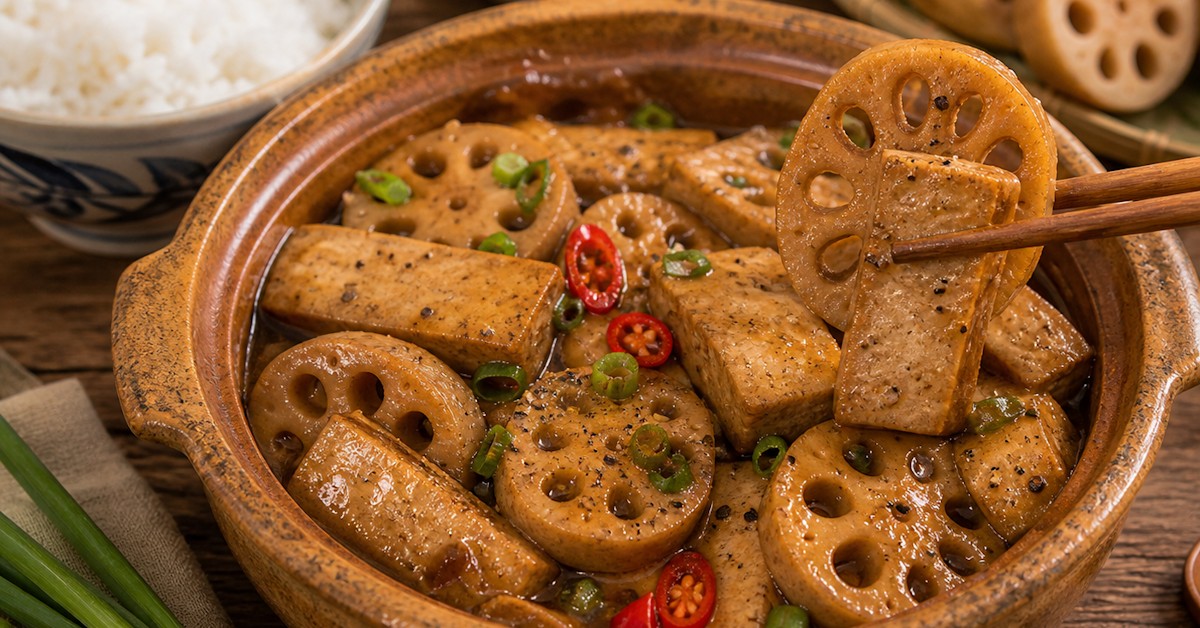 Củ sen kho giò
